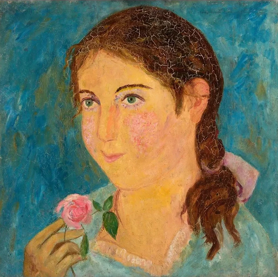 Girl Holding a Rose in Her Hand