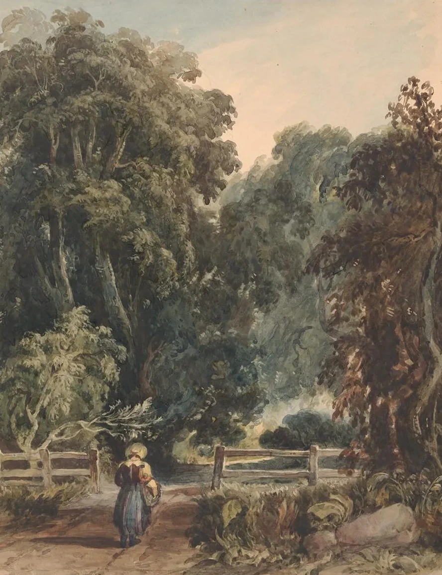 Girl on Lane, Entering Wooded Area