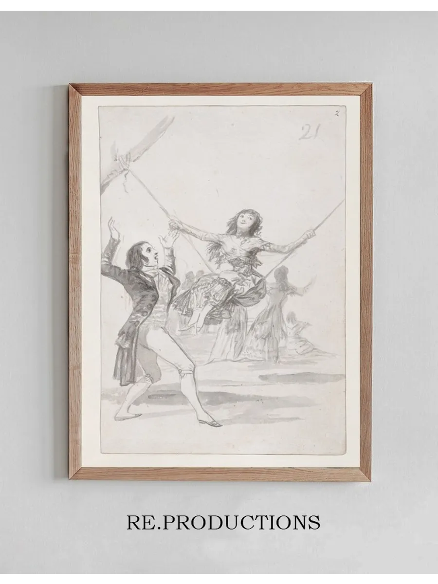 Girl on a Swing, a Man with His Arms Raised