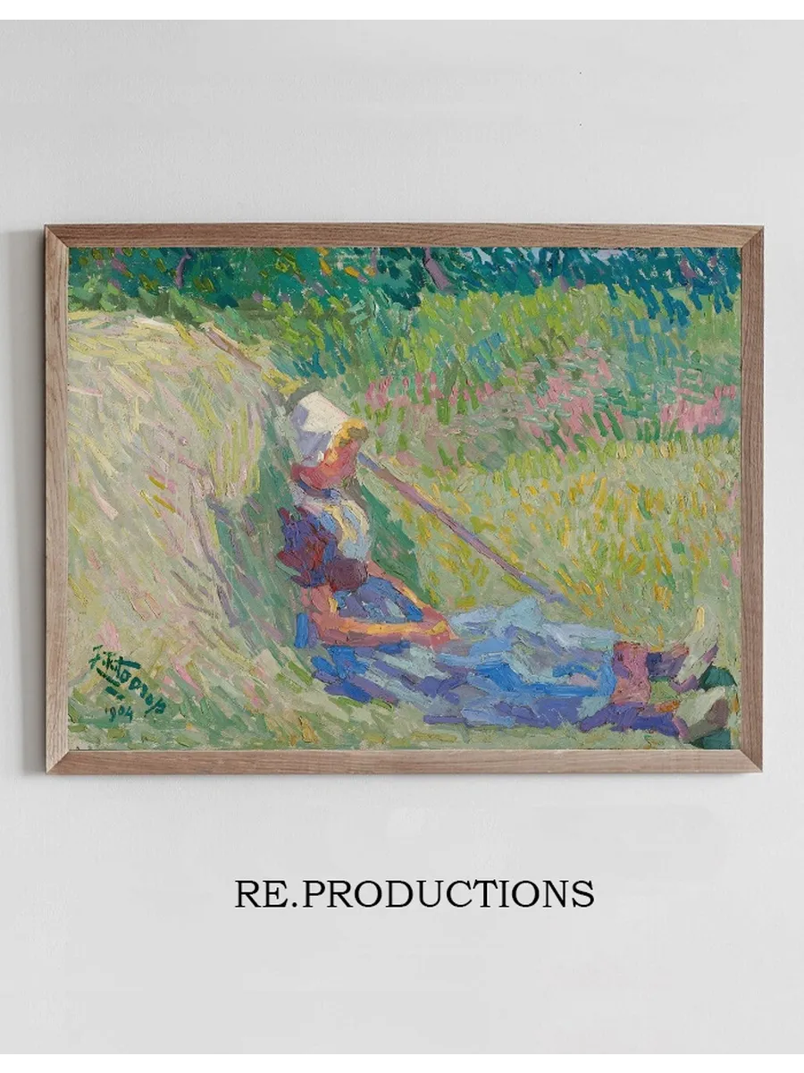 Girl Resting Against a Haystack