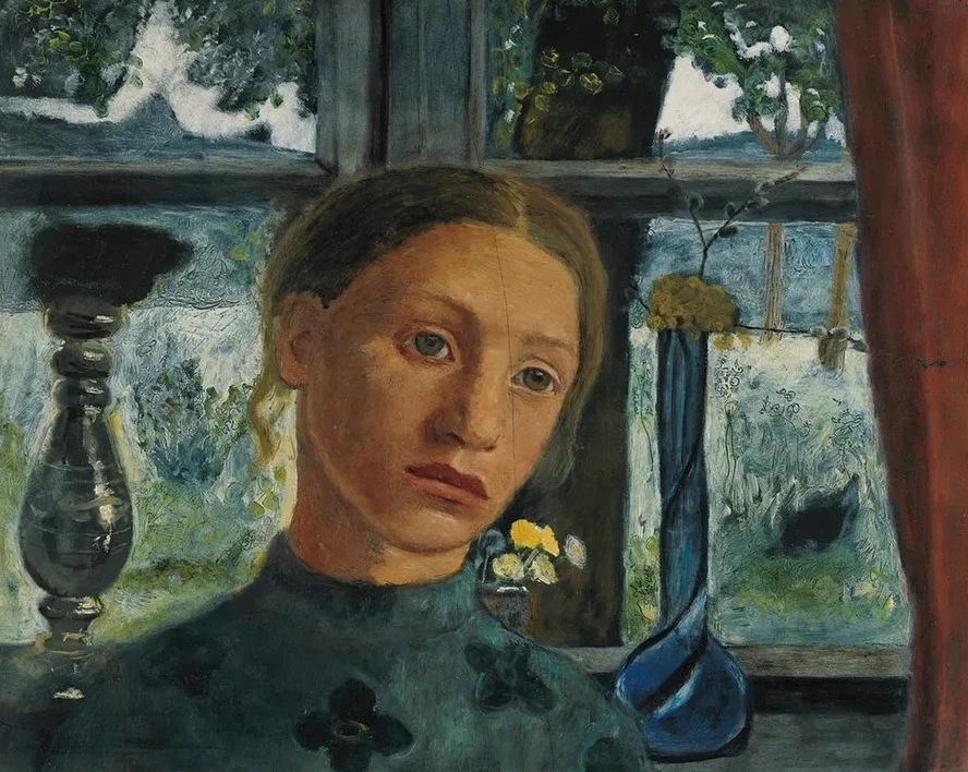 Girl's Head in Front of a Window