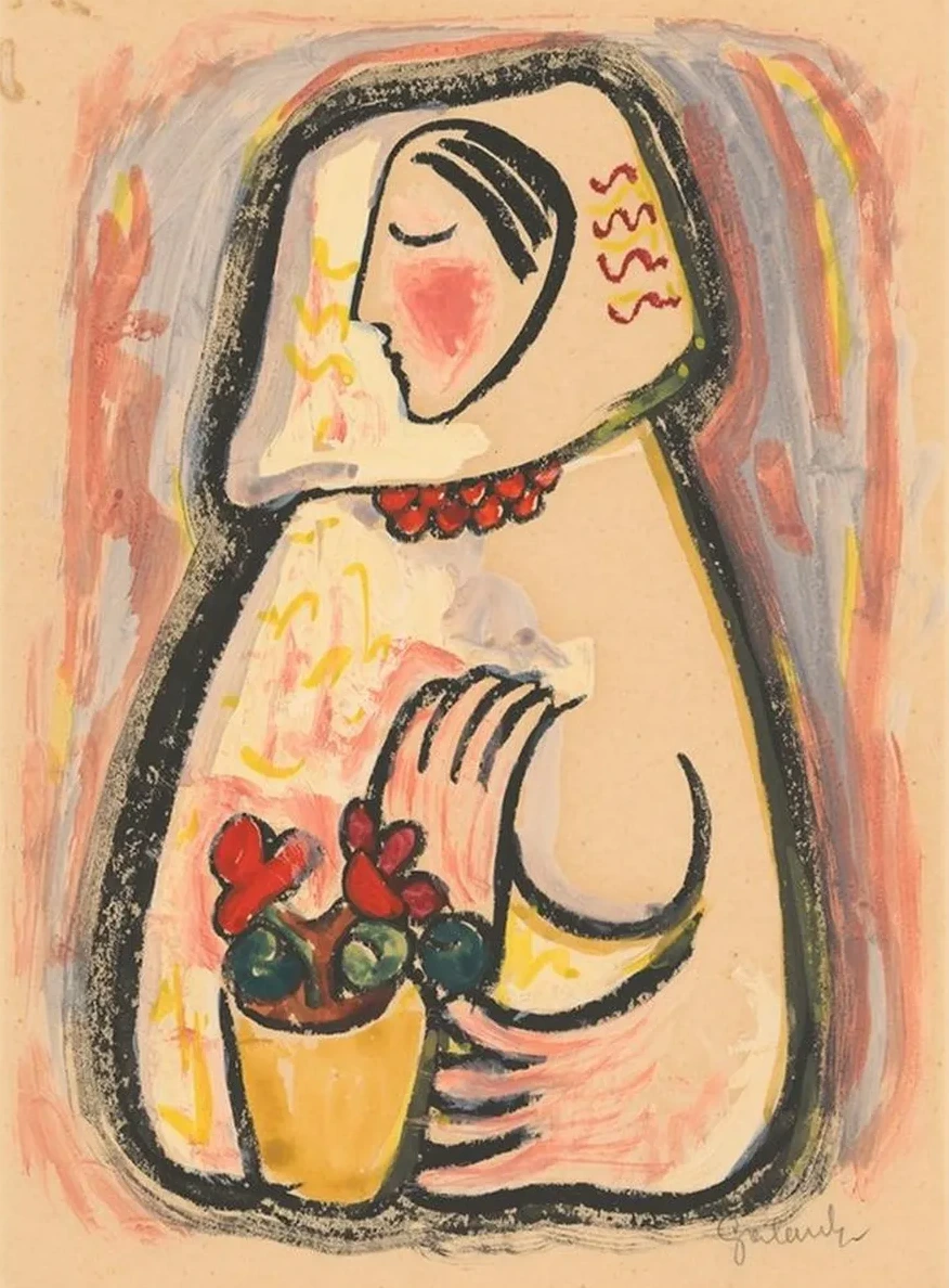 Girl with a Basket of Flowers