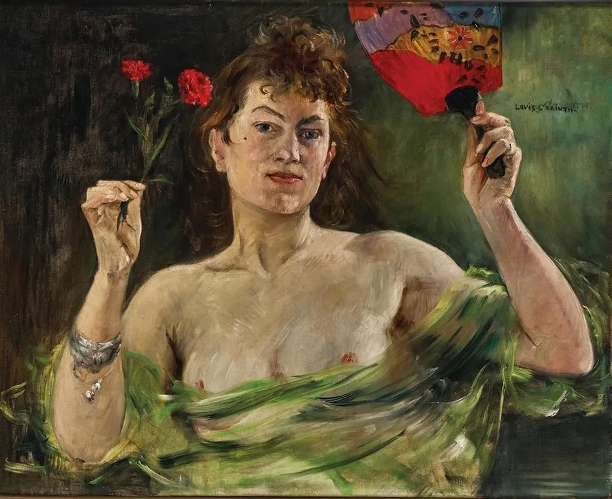 Girl with Fan and Carnations