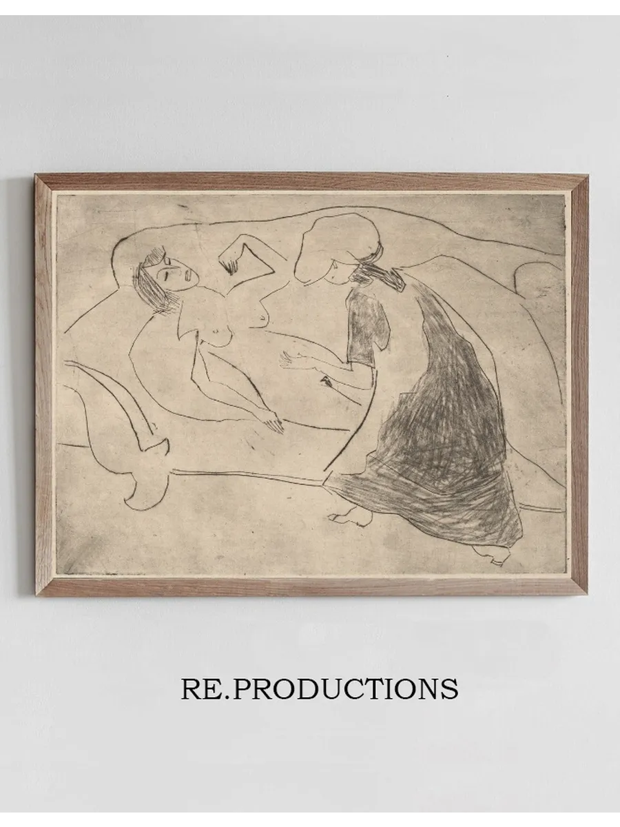 Girl, with Another Rubbing Her Belly