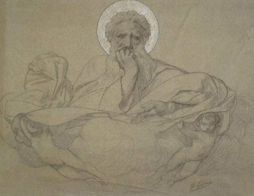 God the Father Supported by Angels, Study for the Ceiling Panel Decorating the Railway Carriage of Pope Pius I