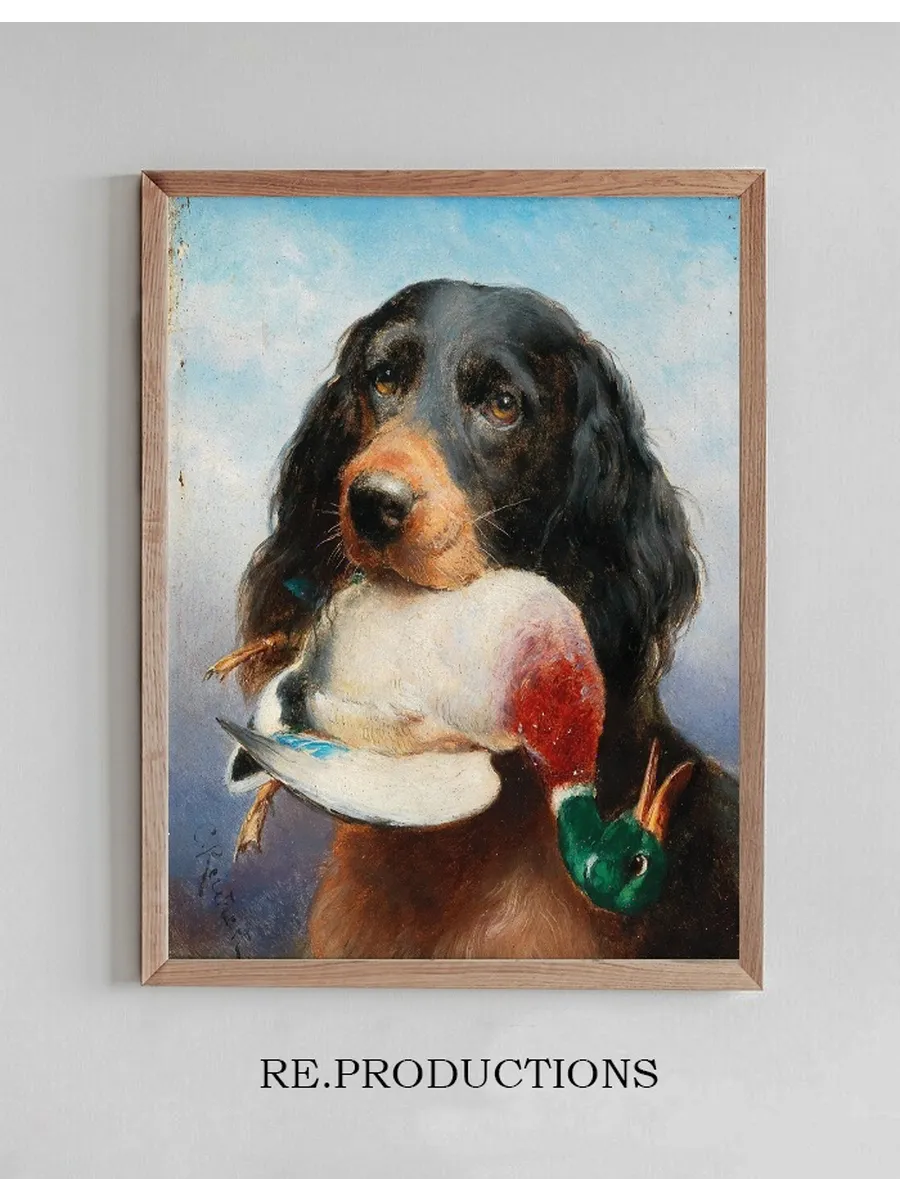 Gordon Setter with Mallard Duck