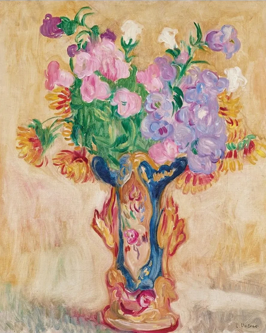 Grand Bouquet Au Vase En Porcelaine