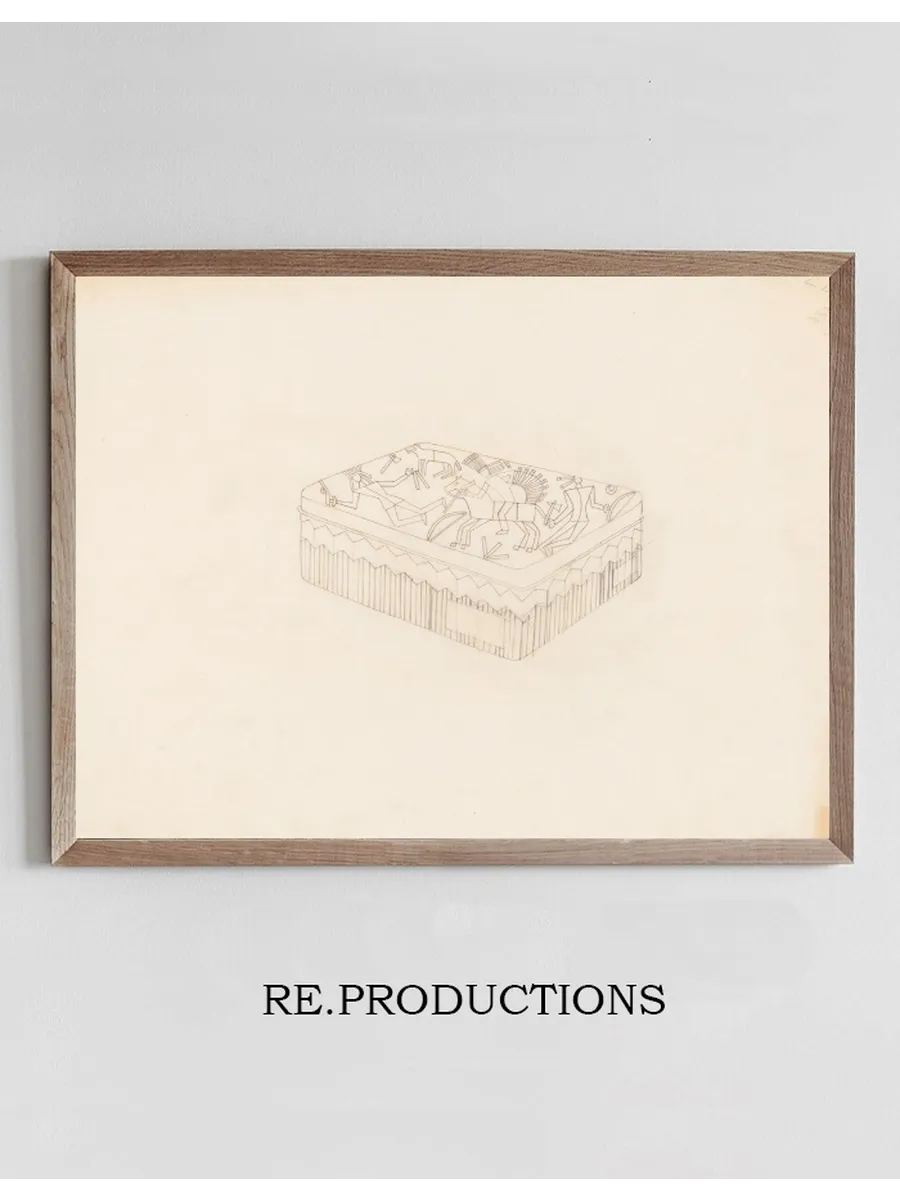 Graphic Design Drawings for Barricini Candy Packages. 3 - D Study, Rectangular Candy Box with Indian Motif