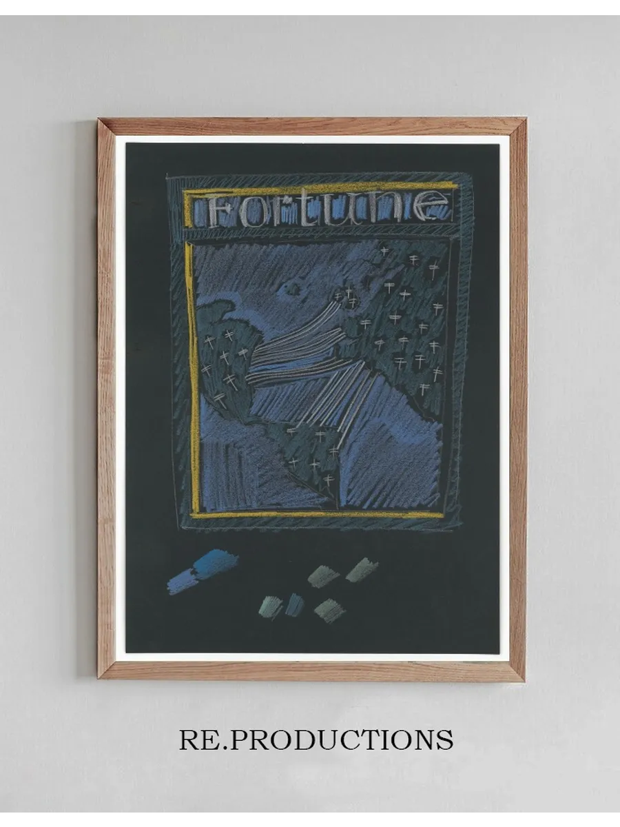 Graphic Designs for Fortune Magazine. Study for Cover with Telephone Lines at Different Locations on the Globe