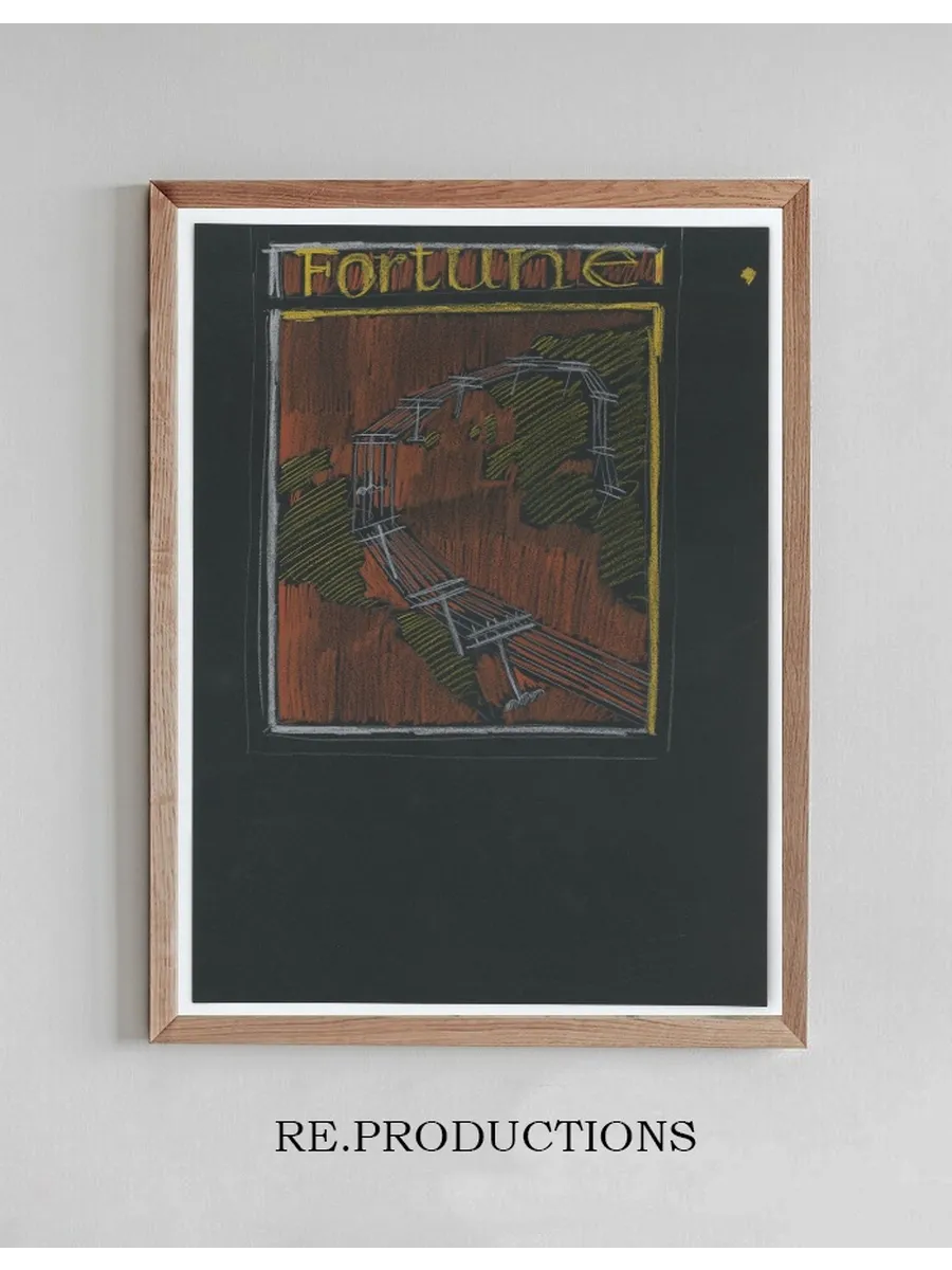 Graphic Designs for Fortune Magazine. Studies for Cover Drawn on Black Paper