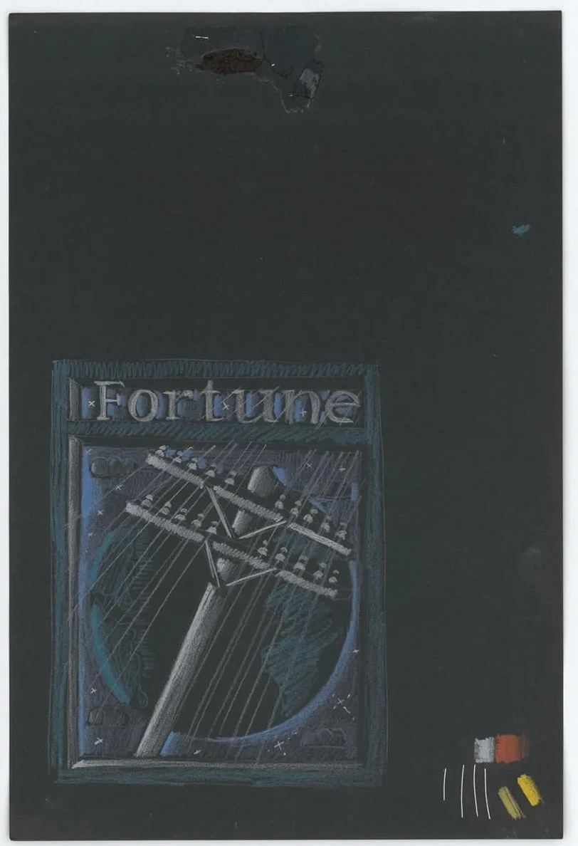 Graphic Designs for Fortune Magazine. Studies for Cover Drawn on Black Paper