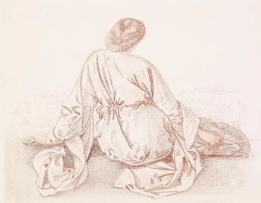 Green Summer Study of Back of Seated Girl