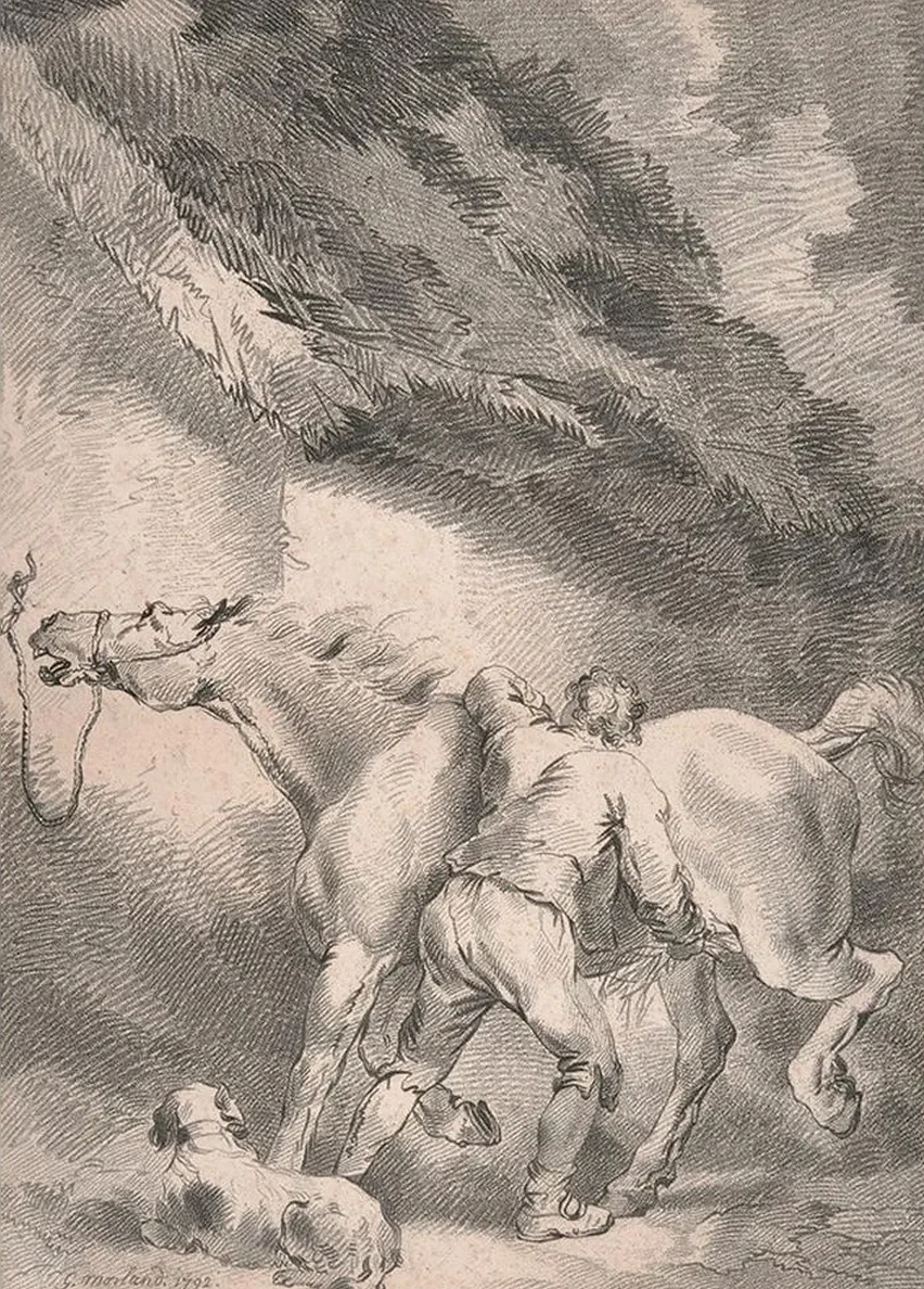 Groom Rubbing Down a Horse