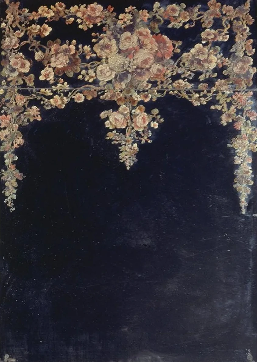 Guirlandes de Fleurs. Peinture Sur Un Miroir