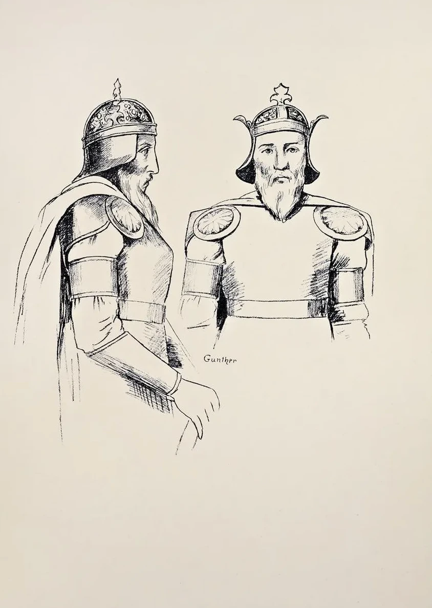 Gunther. Hellblauer Leibrock, Dunkelblauer Mantel