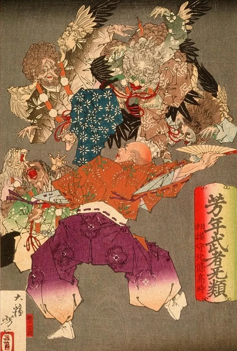 H j Takatoki, Lord of Sagami, Warding Off Tengu with His Fan