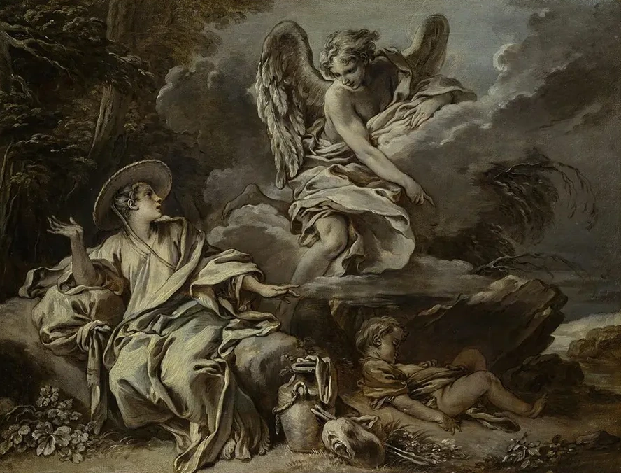 Hagar And Ishmael In The Desert With The Angel