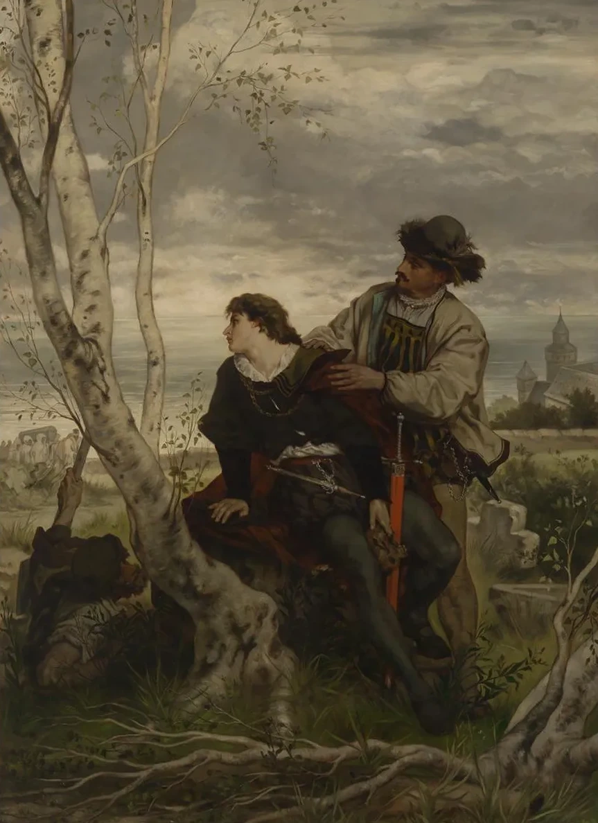 Hamlet und Horatio am Grabe Ophelias