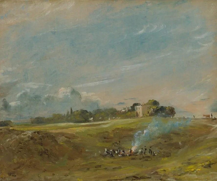 Hampstead Heath, with a Bonfire