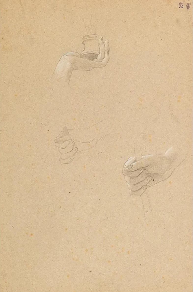 Hand Studies for the Kneeling Maenad in the Altar Des Dionysos