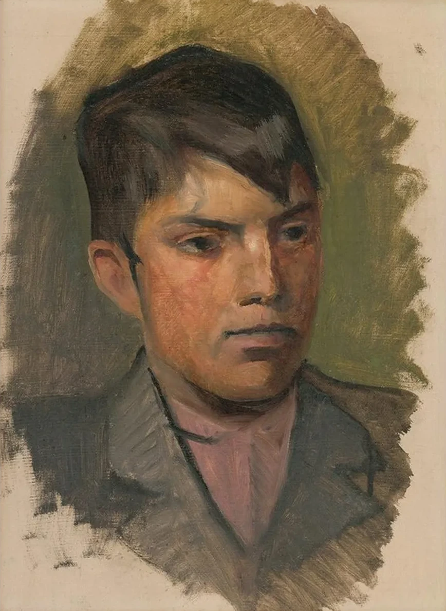 Head Study of a Boy in a Pink Shirt