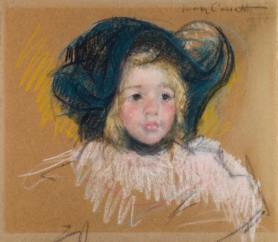 Head of Simone in a Green Bonnet with Wavy Brim (No. 2)