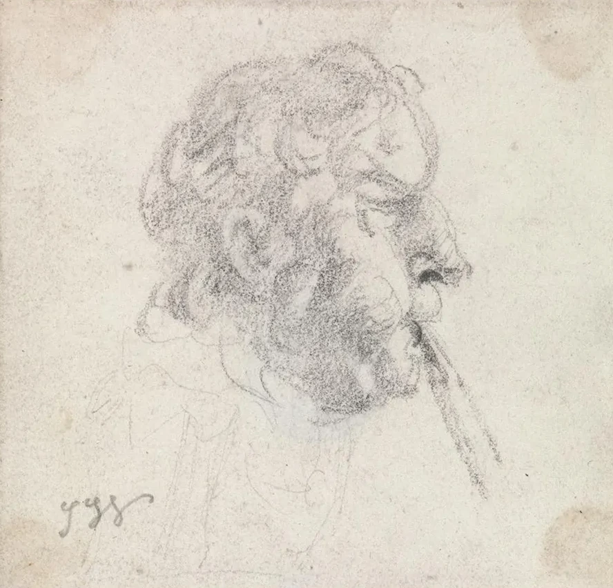 Head of a Man Blowing a Pipe