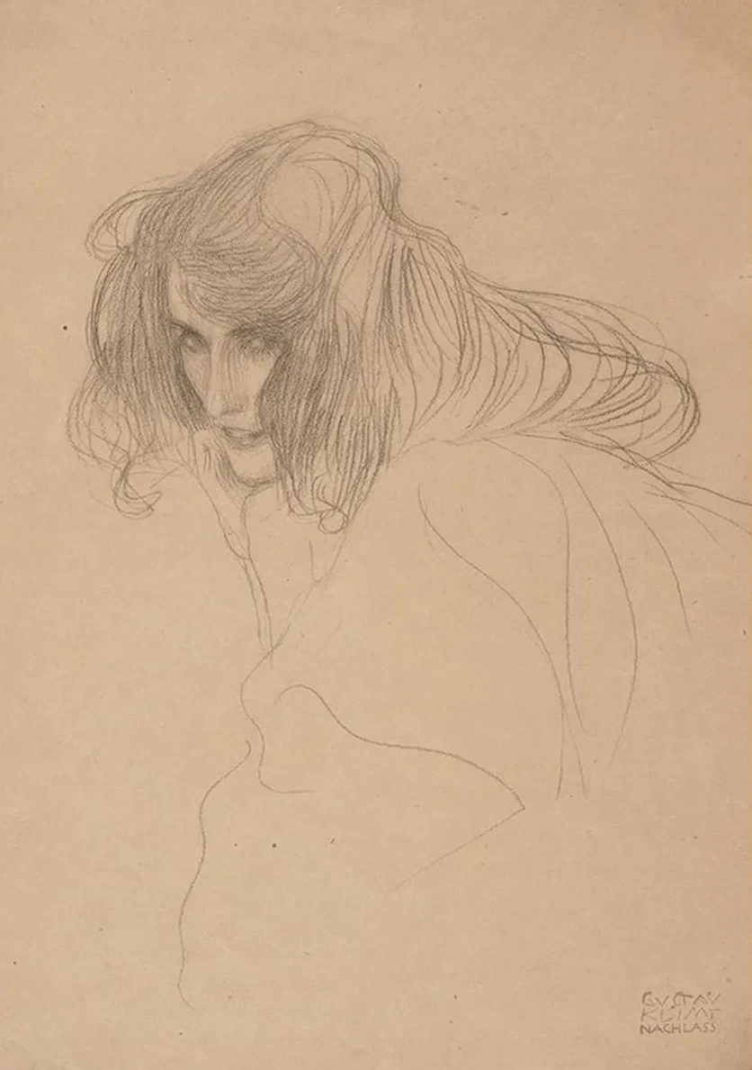 Head of a Woman in Three - Quarter Profile (Study for the Beethoven Frieze)