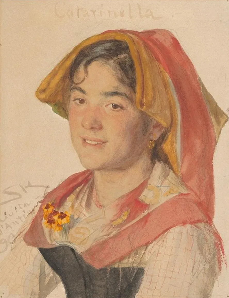 Head of an Girl from Civita d Antino in Regional Dress (Catarinella)