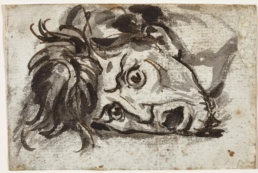 Head of Man, Open - Mouthed and Wide - Eyed