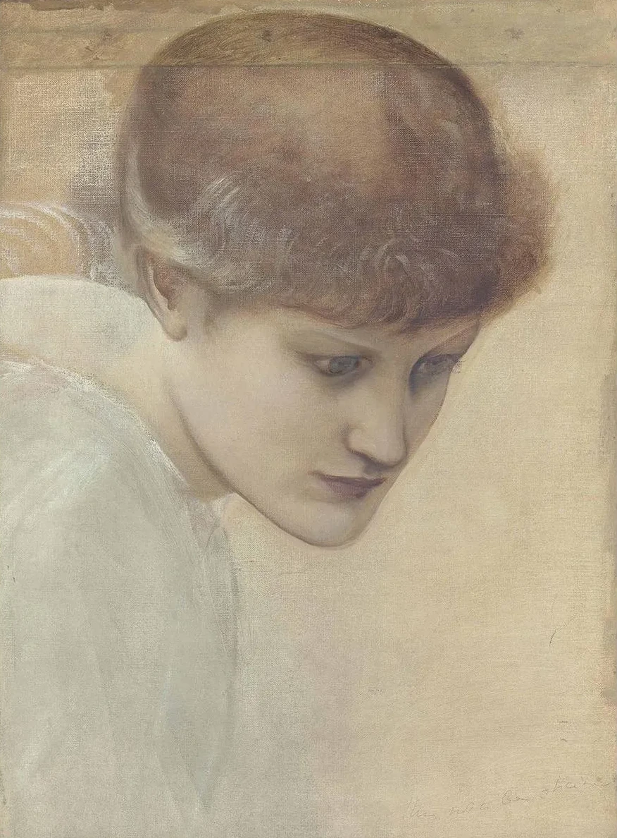 Head Study of Dorothy Dene Looking Downwards, for the Golden Stairs