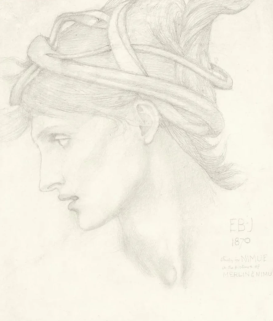 Head study of Maria Zambaco for Nimue in The Beguiling of Merlin