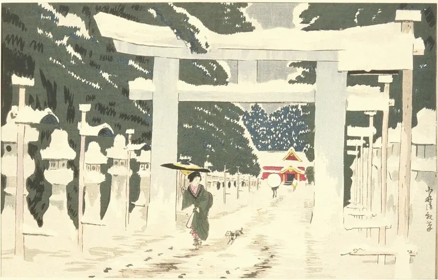 Heavy Snow at T sh g Shrine in Ueno