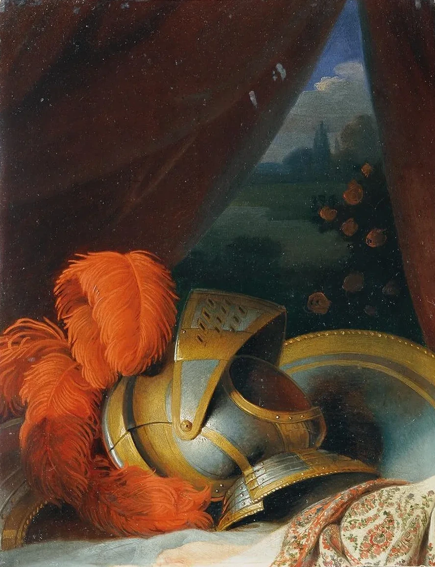 Helmet and Round Shield Possibly Detailed Study of Chlorinden's Baptism