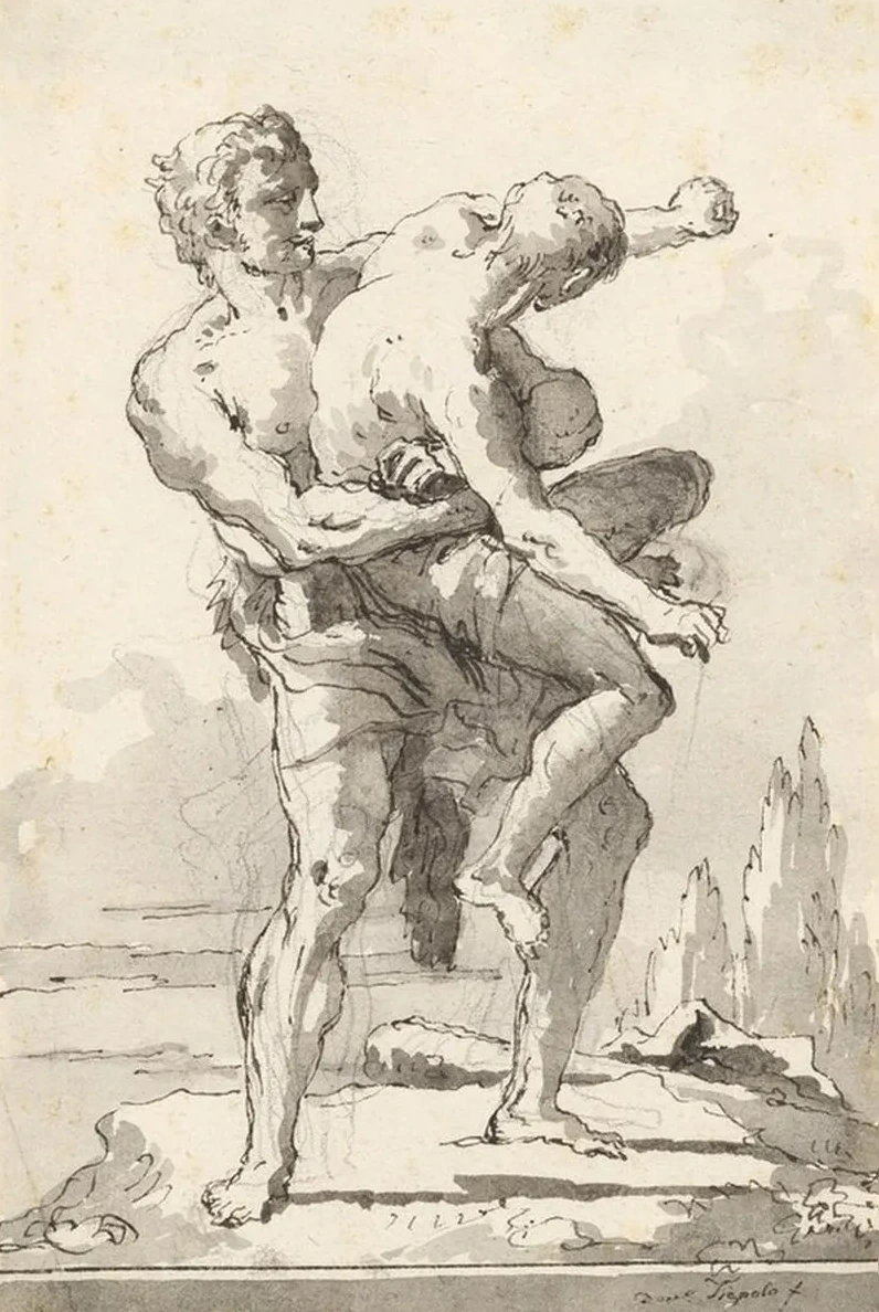 Hercules and Antaeus (with a Ledge Below)