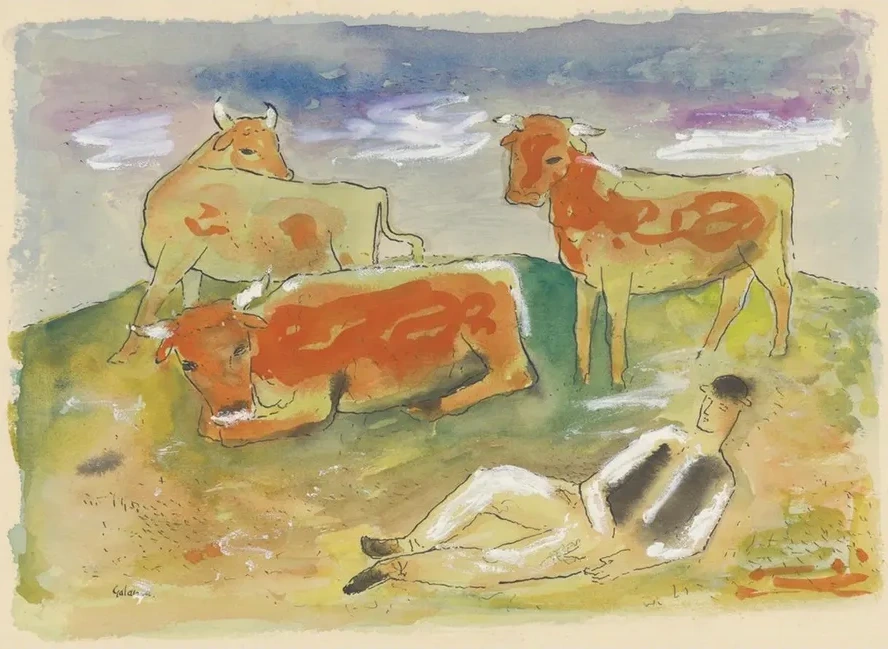 Herder with Cows