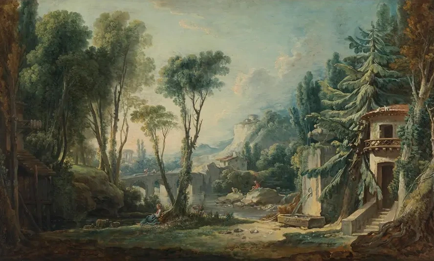 Hirtenlandschaft Mit Fluss