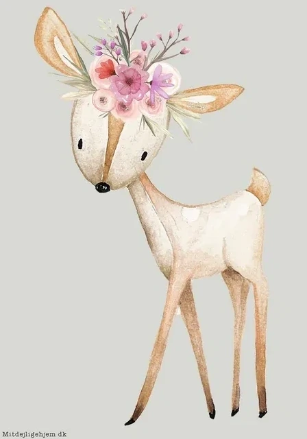 Hjort Med Blomsterkrans