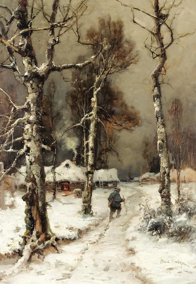 Homeward Bound Through a Wintry Forest