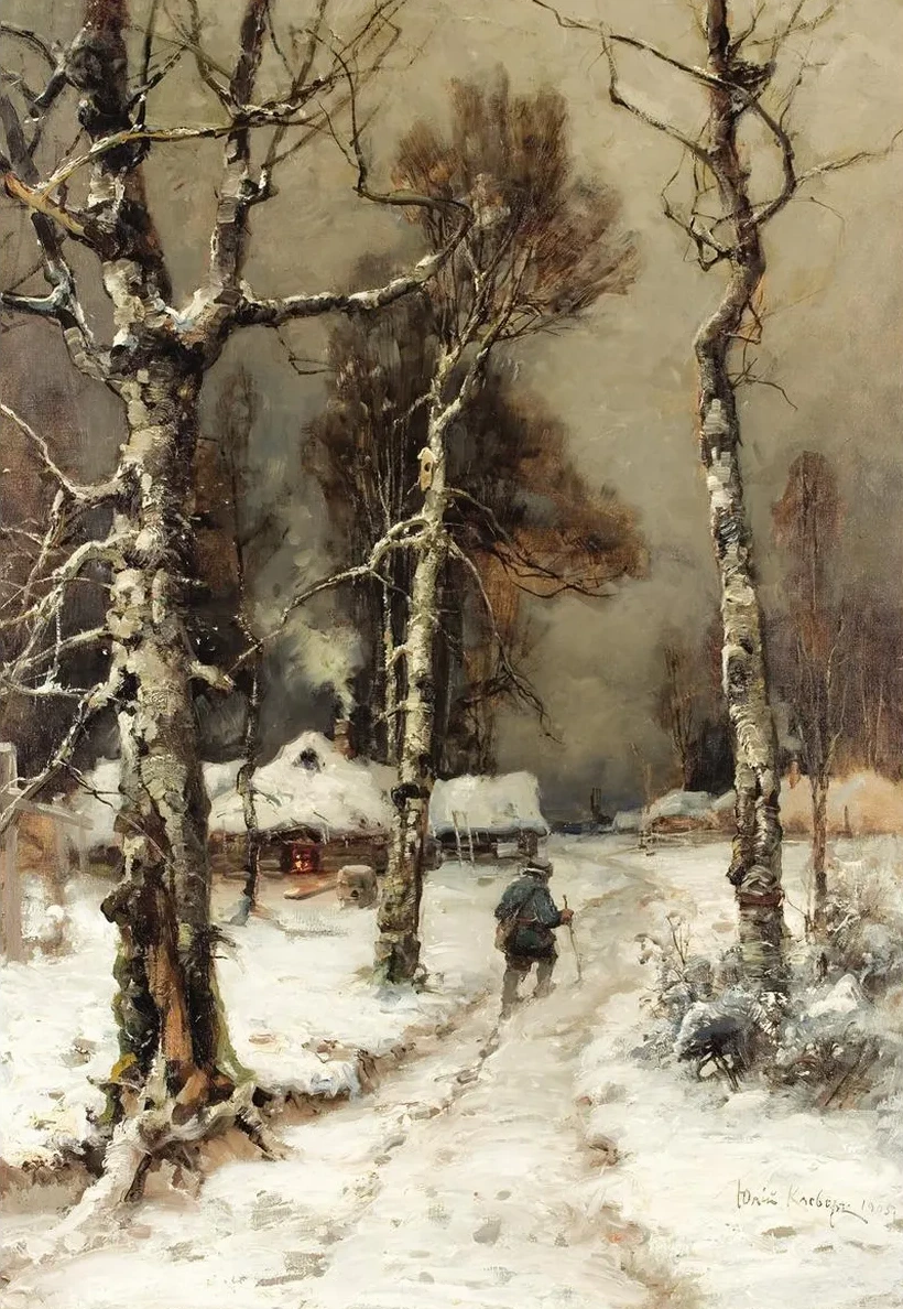 Homeward Bound Through a Wintry Forest