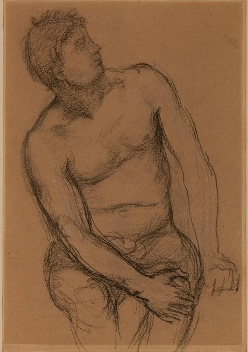 Homme Assis Nu, de Face