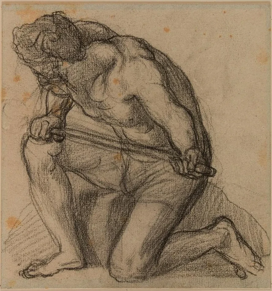 Homme de Profil Gauche, Genou Gauche Terre