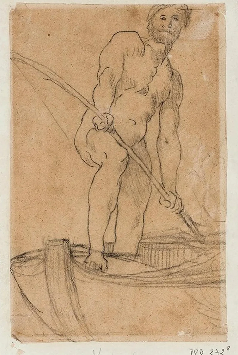 Homme Debout Dans Une Barque