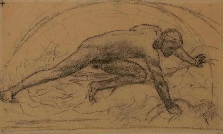 Homme Nu Enferm Dans Un Demi - Cercle