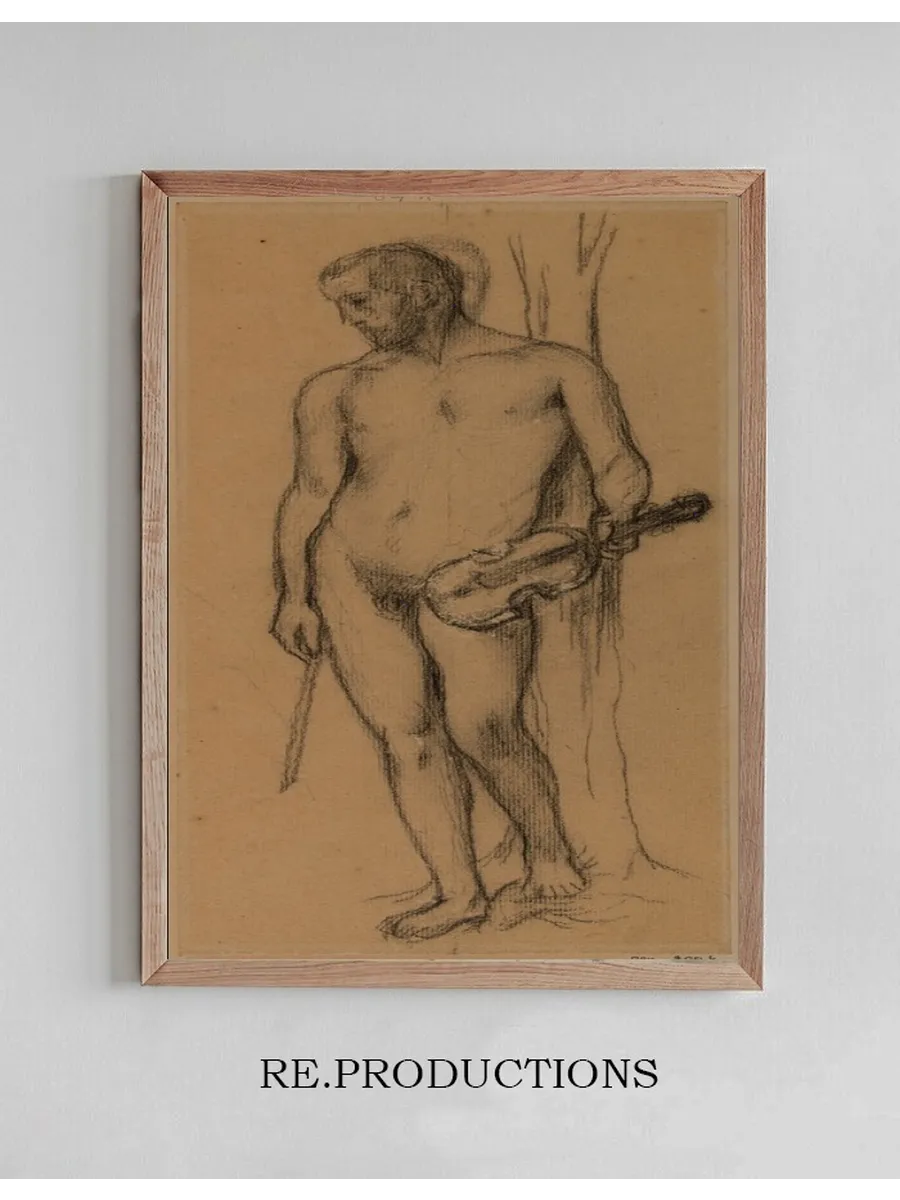 Homme Nu, Tenant Un Violon et Un Archet
