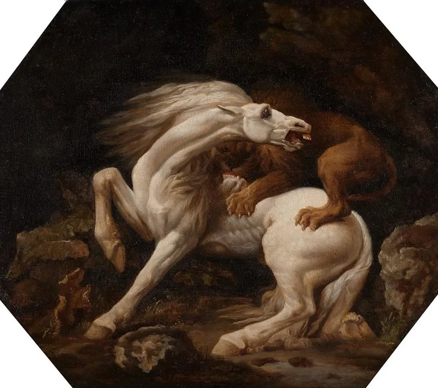 Horse Attacked by a Lion