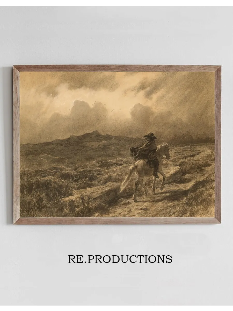 Horse and Rider on the Scottish Highlands (the Approaching Storm)