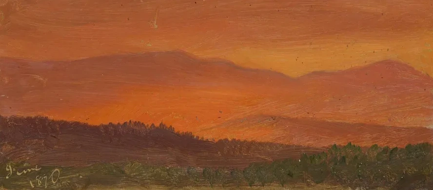 Hudson Valley and Distant Mountains at Sunset