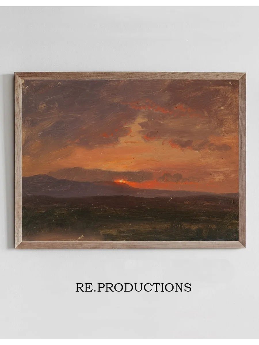 Hudson Valley, New York with Sun Setting Behind the Catskill Mountains
