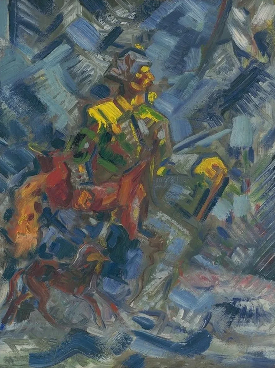 Hunter in a Blue Forest